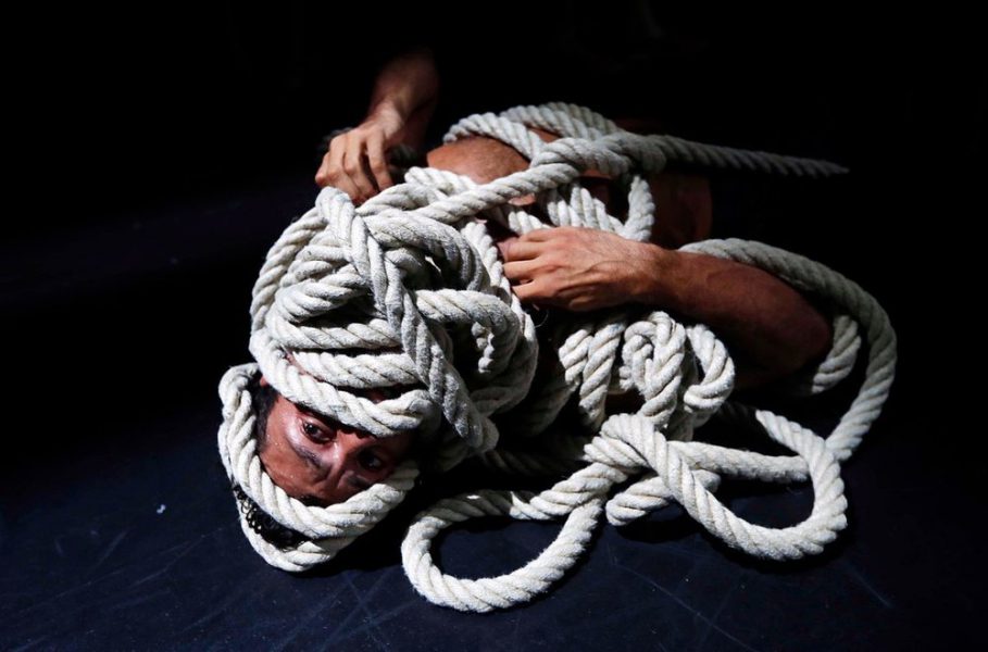 Exodos Sasha Waltz & Guests, 2018, 180', Performer in photo: Stylianos Tsatsos solo passing through the Aegean,Ph: Carolin Saage