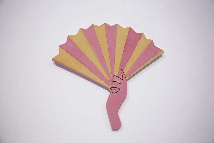 The Hand-Held Fan and the Calming Hand, 2021 Tinted Plaster Polymer, 35 x 36 x 2 εκ.