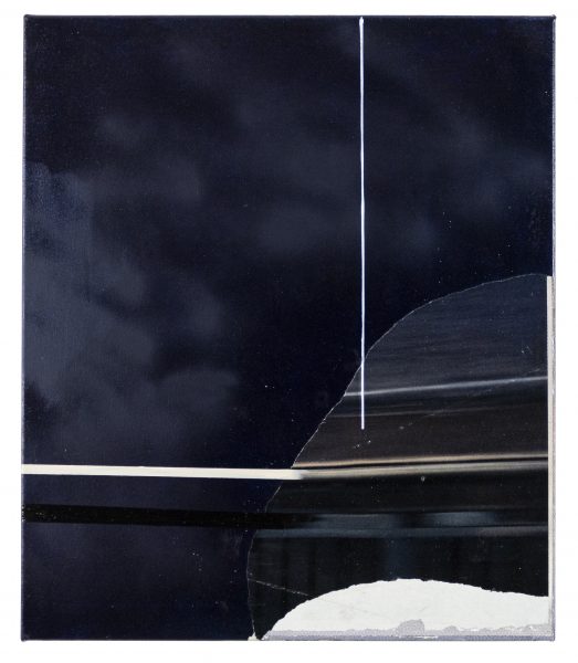 Well Wrapped Blue, 2022, 60 × 70  εκ., λάδι, ακρυλικό και χαρτί σε καμβά